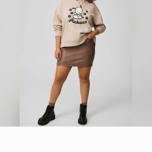 Torrid Brown Faux Leather Mini Skirt